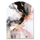 Pink Black Textured Splash Marble I - Asymmetric Metal Wall Art