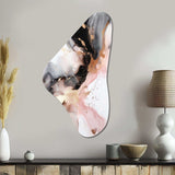 Pink Black Textured Splash Marble I - Asymmetric Metal Wall Art