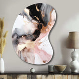 Pink Black Textured Splash Marble I - Asymmetric Metal Wall Art