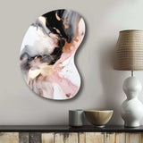 Pink Black Textured Splash Marble I - Asymmetric Metal Wall Art