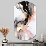 Pink Black Textured Splash Marble I - Asymmetric Metal Wall Art