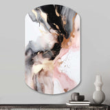 Pink Black Textured Splash Marble I - Asymmetric Metal Wall Art