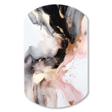 Pink Black Textured Splash Marble I - Asymmetric Metal Wall Art