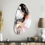 Pink Black Textured Splash Marble I - Asymmetric Metal Wall Art