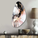 Pink Black Textured Splash Marble I - Asymmetric Metal Wall Art