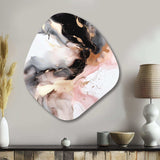 Pink Black Textured Splash Marble I - Asymmetric Metal Wall Art