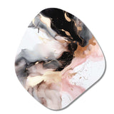 Pink Black Textured Splash Marble I - Asymmetric Metal Wall Art