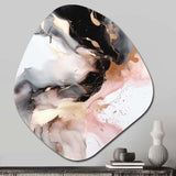 Pink Black Textured Splash Marble I - Asymmetric Metal Wall Art