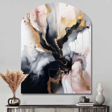 Pink Black Textured Splash Marble II - Asymmetric Metal Wall Art