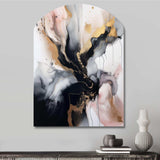 Pink Black Textured Splash Marble II - Asymmetric Metal Wall Art