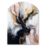 Pink Black Textured Splash Marble II - Asymmetric Metal Wall Art