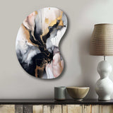 Pink Black Textured Splash Marble II - Asymmetric Metal Wall Art