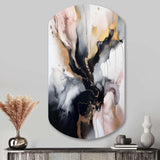 Pink Black Textured Splash Marble II - Asymmetric Metal Wall Art