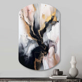 Pink Black Textured Splash Marble II - Asymmetric Metal Wall Art