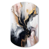 Pink Black Textured Splash Marble II - Asymmetric Metal Wall Art