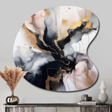 Pink Black Textured Splash Marble II - Asymmetric Metal Wall Art