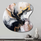 Pink Black Textured Splash Marble II - Asymmetric Metal Wall Art