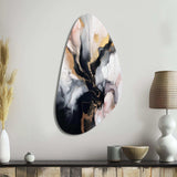 Pink Black Textured Splash Marble II - Asymmetric Metal Wall Art