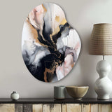 Pink Black Textured Splash Marble II - Asymmetric Metal Wall Art