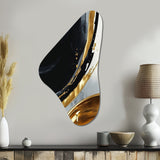 Black Gold Abstract Shapes Marble I - Asymmetric Metal Wall Art