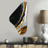 Black Gold Abstract Shapes Marble I - Asymmetric Metal Wall Art