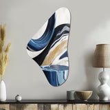 Blue Cream Bold Shapes Marble - Asymmetric Metal Wall Art