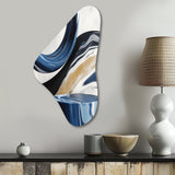 Blue Cream Bold Shapes Marble - Asymmetric Metal Wall Art