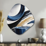 Blue Cream Bold Shapes Marble - Asymmetric Metal Wall Art