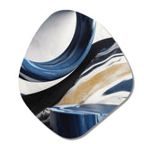 Blue Cream Bold Shapes Marble - Asymmetric Metal Wall Art