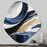 Blue Cream Bold Shapes Marble - Asymmetric Metal Wall Art