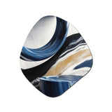 Blue Cream Bold Shapes Marble - Asymmetric Metal Wall Art