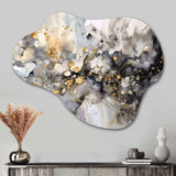 Grey Gold Delicate Abstract Brushstrokes II - Asymmetric Metal Wall Art