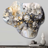 Grey Gold Delicate Abstract Brushstrokes II - Asymmetric Metal Wall Art