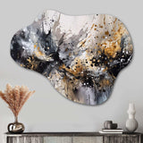 Grey Gold Delicate Abstract Brushstrokes III - Asymmetric Metal Wall Art