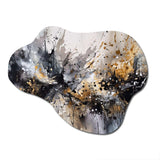 Grey Gold Delicate Abstract Brushstrokes III - Asymmetric Metal Wall Art