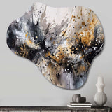 Grey Gold Delicate Abstract Brushstrokes III - Asymmetric Metal Wall Art