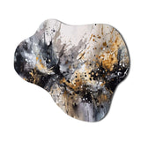 Grey Gold Delicate Abstract Brushstrokes III - Asymmetric Metal Wall Art