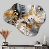 Grey Gold Delicate Abstract Brushstrokes IV - Asymmetric Metal Wall Art