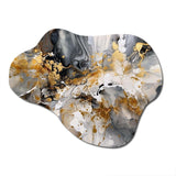 Grey Gold Delicate Abstract Brushstrokes IV - Asymmetric Metal Wall Art