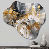 Grey Gold Delicate Abstract Brushstrokes IV - Asymmetric Metal Wall Art