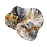 Grey Gold Delicate Abstract Brushstrokes IV - Asymmetric Metal Wall Art