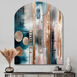 Soft Colors Shapes And Lines Marble IV - Asymmetric Metal Wall Art