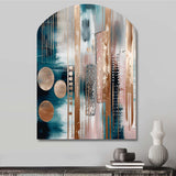 Soft Colors Shapes And Lines Marble IV - Asymmetric Metal Wall Art