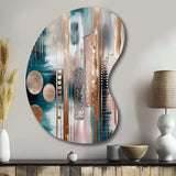 Soft Colors Shapes And Lines Marble IV - Asymmetric Metal Wall Art