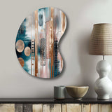 Soft Colors Shapes And Lines Marble IV - Asymmetric Metal Wall Art