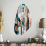 Soft Colors Shapes And Lines Marble IV - Asymmetric Metal Wall Art