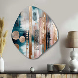 Soft Colors Shapes And Lines Marble IV - Asymmetric Metal Wall Art