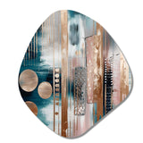 Soft Colors Shapes And Lines Marble IV - Asymmetric Metal Wall Art