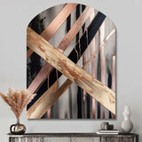 Metallic Stripes And Circles III - Asymmetric Metal Wall Art