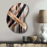 Metallic Stripes And Circles III - Asymmetric Metal Wall Art